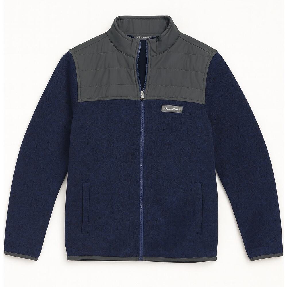 Eddie Bauer Kids Fleece Jacket 12/14 Blue Full Zip with Quilted Shoulders
